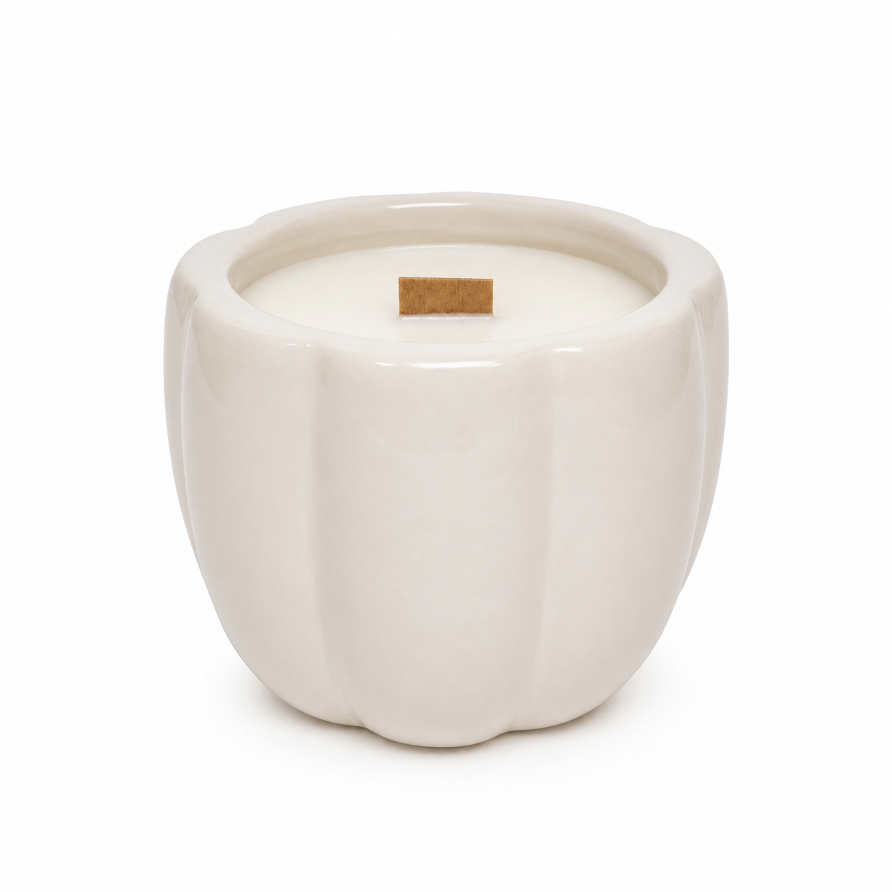 White Ceramic Pumpkin Candle - Pumpkin Chai Scent