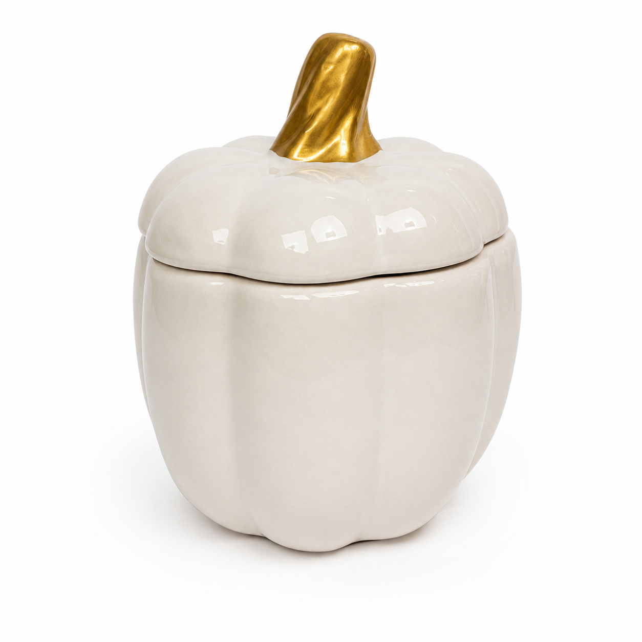 White Ceramic Pumpkin Candle - Pumpkin Chai Scent