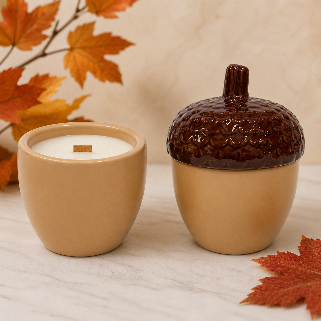 Fall Acorn Soy Candle - Fallen Leaves Scent