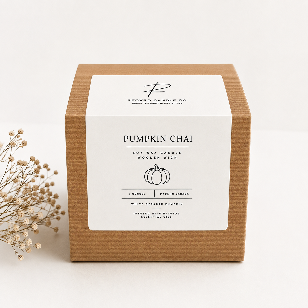 White Ceramic Pumpkin Candle - Pumpkin Chai Scent