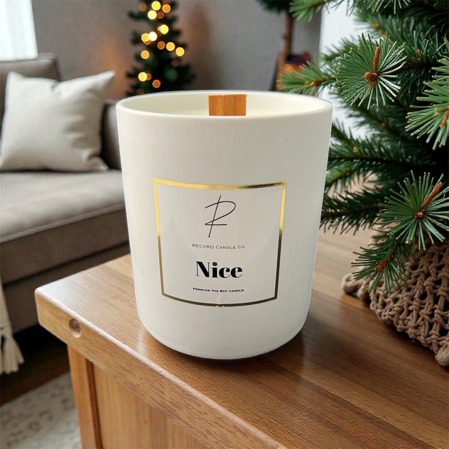 HOLIDAY 12oz WHITE CERAMIC CANDLE