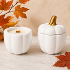 Ceramic Pumkin Candle - White